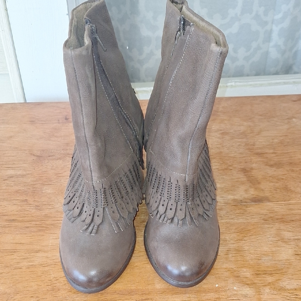 Naughty Monkey Taupe Fringe Ankle Boots - Picture 4 of 4